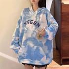 Tie-dyed Letter Embroidered Hoodie