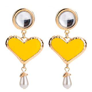 Faux Pearl Resin Heart Dangle Earring