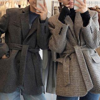 Single-breasted Houndstooth Wool Blazer