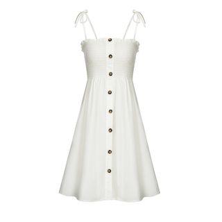 Strappy Smocked Mini A-line Dress