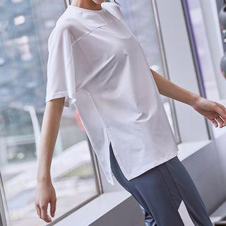 Elbow-sleeve Mesh Sports Top