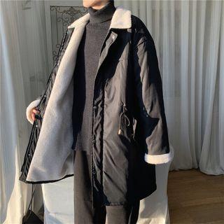 Fleece-lined Drawstring-waist Padded Coat