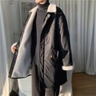 Fleece-lined Drawstring-waist Padded Coat