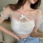 Off-shoulder Mesh Blouse / Sleeveless Lace Top
