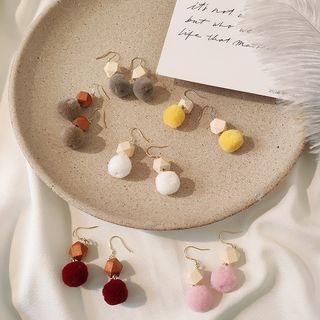 Wooden Bead & Bobble Dangle Earring