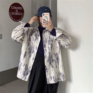 Mock-neck Plain Top / Printed Loose-fit Shirt