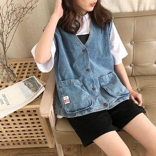 V-neck Denim Vest
