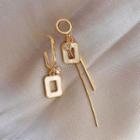 Rectangle Rhinestone Asymmetrical Fringed Earring
