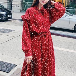 Long Sleeve Heart Printed Dress