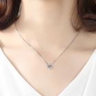 Rhinestone Pendant Necklace With Gift Box - 1 Pc - Silver - One Size