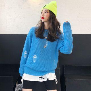 Long-sleeve Ripped T-shirt / Sweater