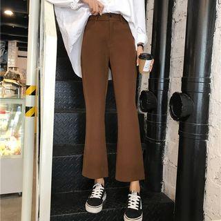 Plain Cropped Boot-cut Pants
