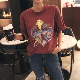 Short-sleeve Printed Cotton T-shirt