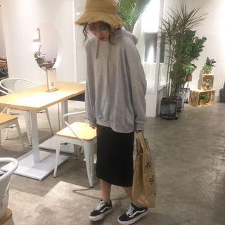 Plain Hoodie / Midi Fitted Skirt