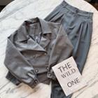 Faux Leather Biker Jacket / Dress Pants / Set