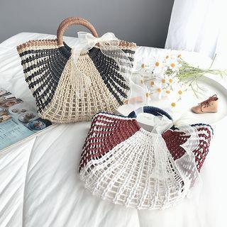 Two-tone Straw Handbag