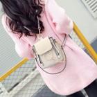 Faux-leather Hoop-accent Flap Backpack