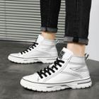 Faux Leather Lace-up High-top Sneakers