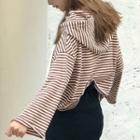 Striped Long-sleeve Hooded Top