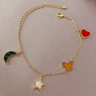 Butterfly Heart Moon & Star Alloy Bracelet Bracelet - Gold - One Size