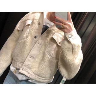 Fleece Plain Loose-fit Jacket