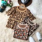 Leopard Short Sleeve Knit Top