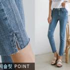 Slit-side Cropped Slim-fit Jeans