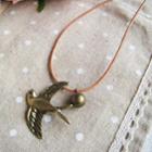 Copper Flying Pigeon Leather Necklace