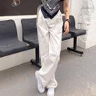 High-waist Plain Denim Wide-leg Pants