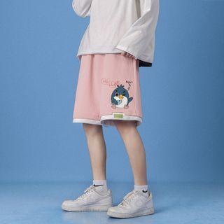 Mock Two-piece Print Shorts