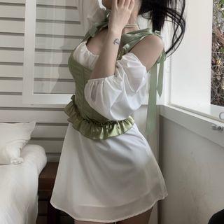 Short-sleeve A-line Dress / Camisole Top