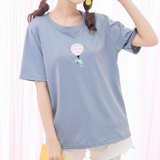 Dolphin Embroidered Short-sleeve T-shirt