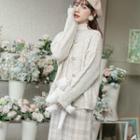 Button-up Cable-knit Cardigan Almond - One Size