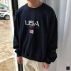 Usa Letter-embroidered Sweatshirt
