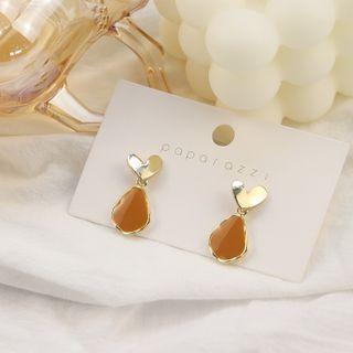 Heart Drop Earring 1 Pair - Caramel - One Size