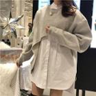 Plain Cropped Long-sleeve Sweatshirt / Long-sleeve Blouse