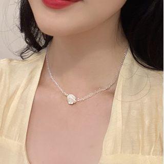 Flower Necklace Transparent & White - One Size