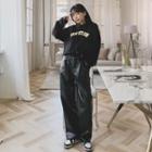 Wide-leg Pleather Pants