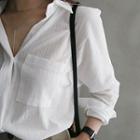 Drop-shoulder Crinkled Cotton Shirt