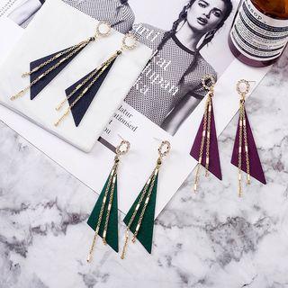 925 Sterling Silver Rhinestone Asymmetric Triangle Dangle Earring