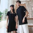 Couple Matching Short-sleeve Polo Shirt / A-line Mini Polo Dress
