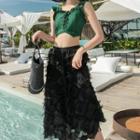 Set: Lace-up Bikini + Fringed Midi Skirt