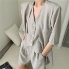 Short-sleeve Blazer / Vest / High-waist Shorts