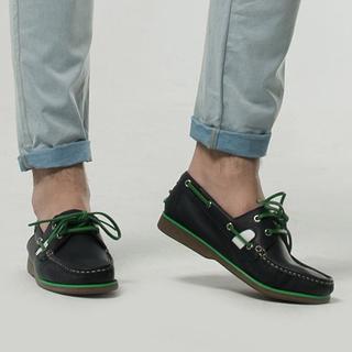 Genuine-leather Contrast-trim Deck Shoes
