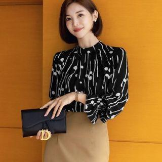 Cutaway-back Patterned Blouse
