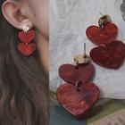 Acetate Heart Dangle Earring 430 - Red - One Size