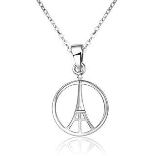 925 Sterling Silver Eiffel Tower Pendant Necklace Silver - One Size