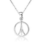 925 Sterling Silver Eiffel Tower Pendant Necklace Silver - One Size