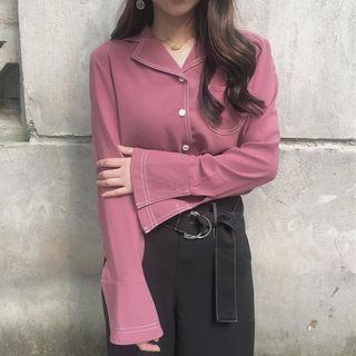Stitching V-neck Blouse