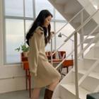 Detachable-sleeve Knit Shift Dress